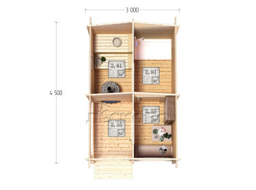 Outdoor sauna "BK" series 3×4.5