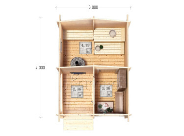 Outdoor sauna "BK" series 3×4