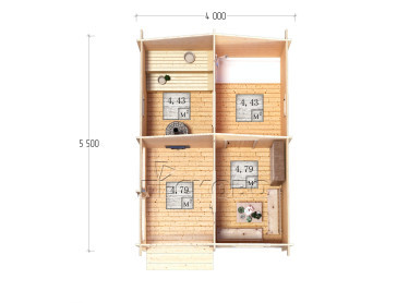Outdoor sauna "BK" series 4×5.5