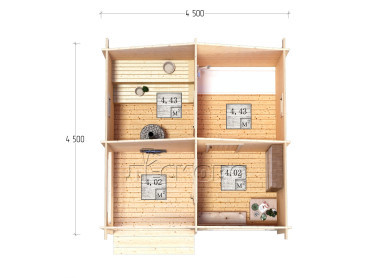 Outdoor sauna "BK" series 4.5×4.5