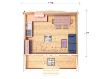 Дачный дом серия "ДСК" 5×4 с верандой 2,5м.