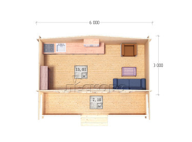 Дачный дом серия "ДСК" 6×3 с верандой 2,5м.