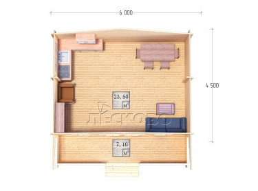 Дачный дом серия "ДСК" 6×4.5 с верандой 2,5м.