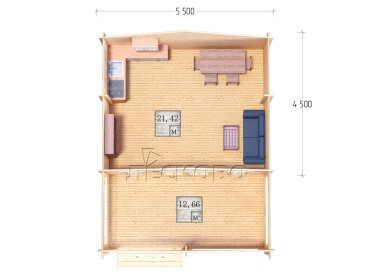 Дачный дом серия "ДСВ" 5.5×4.5 с верандой 2,5м.