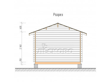 Дачный дом серия "ДСК" 3.5×3.5 с навесом 1,5м. и крыльцом 1,3м.