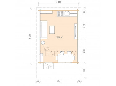 Дачный дом серия "ДСН" 4×5.5 с навесом 1,5м.
