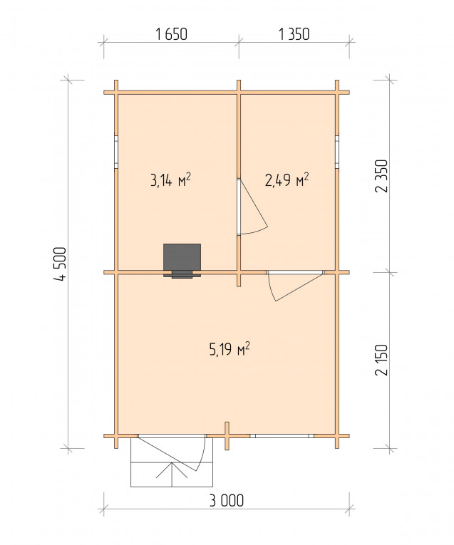 Планировка Баня серия "БЛ" 3×4.5