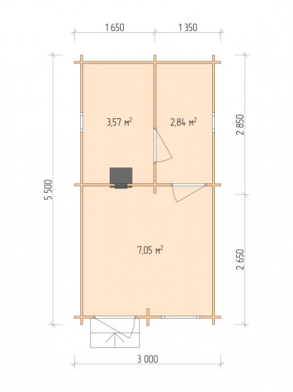Планировка Баня серия "БЛ" 3×5.5