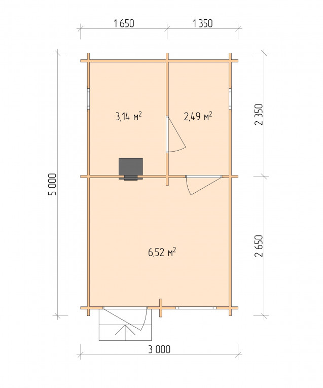 Планировка Баня серия "БЛ" 3×5