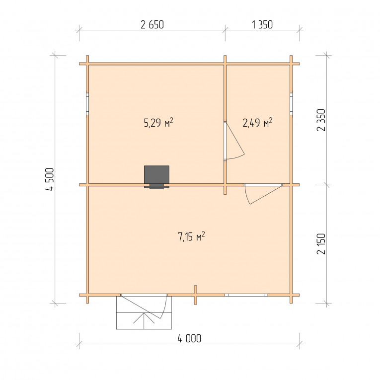 Планировка Баня серия "БЛ" 4×4.5