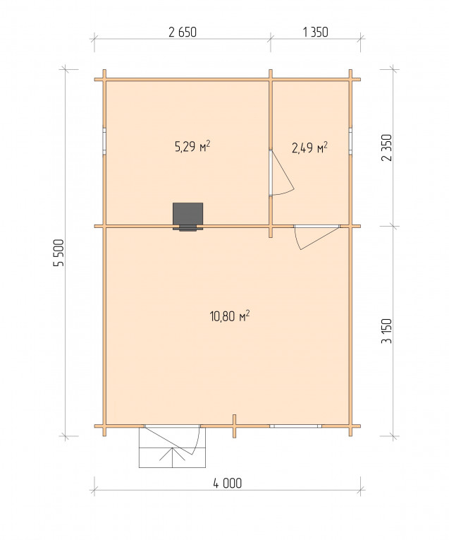 Планировка Баня серия "БЛ" 4×5.5