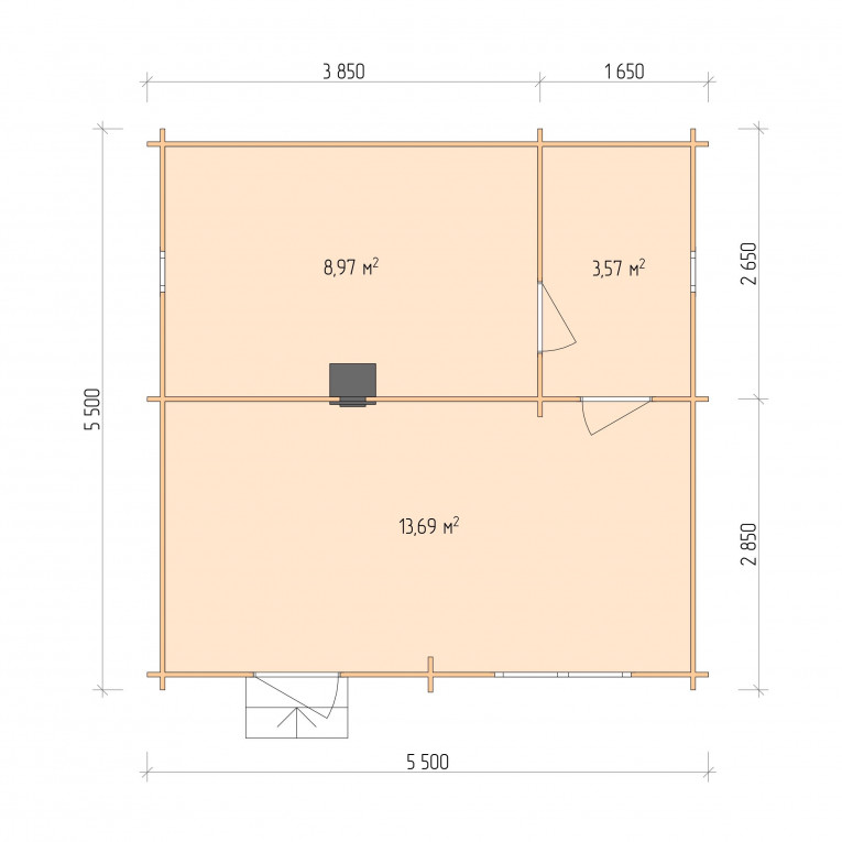Планировка Баня серия "БЛ" 5.5×5.5
