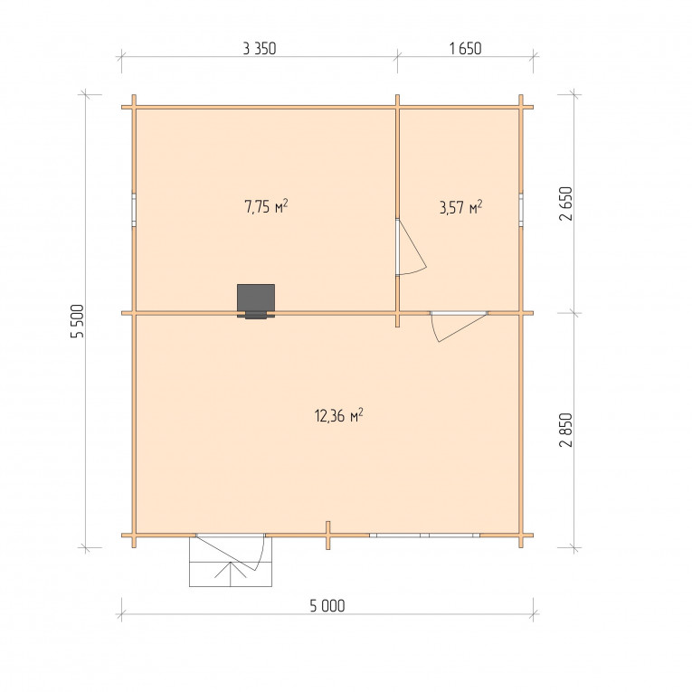 Планировка Баня серия "БЛ" 5×5.5
