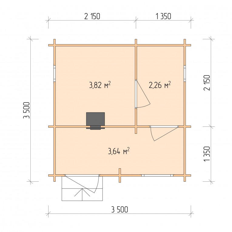 Планировка Баня серия "БЛ" 3.5×3.5