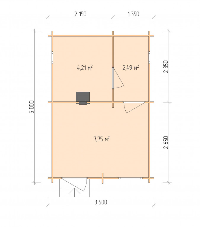 Планировка Баня серия "БЛ" 3.5×5