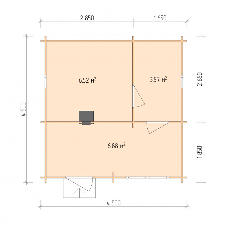 Планировка Баня серия "БЛ" 4.5×4.5