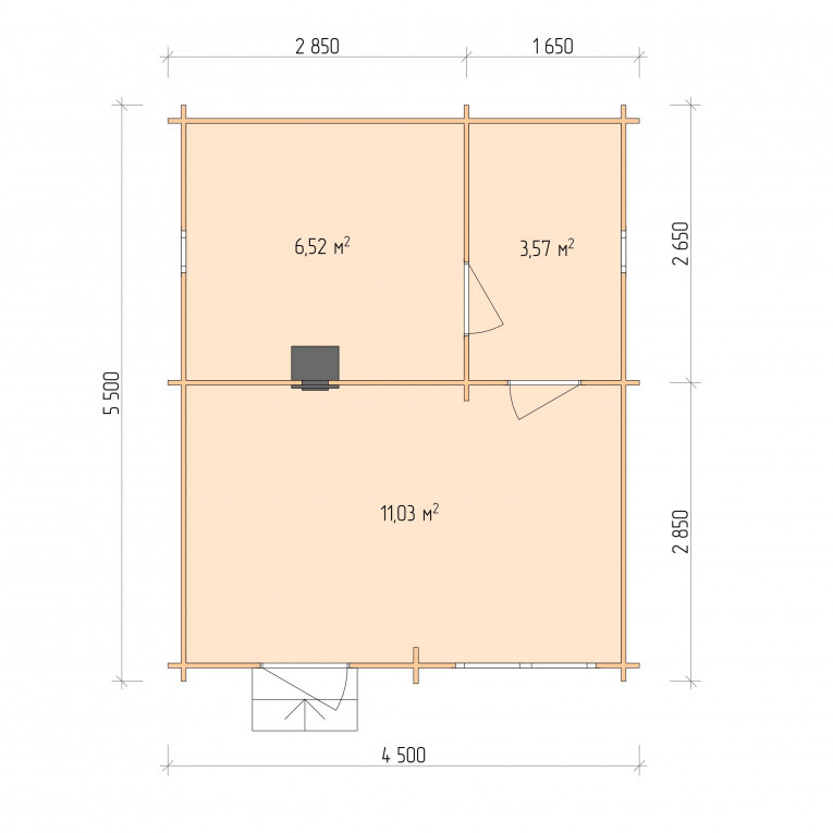 Планировка Баня серия "БЛ" 4.5×5.5