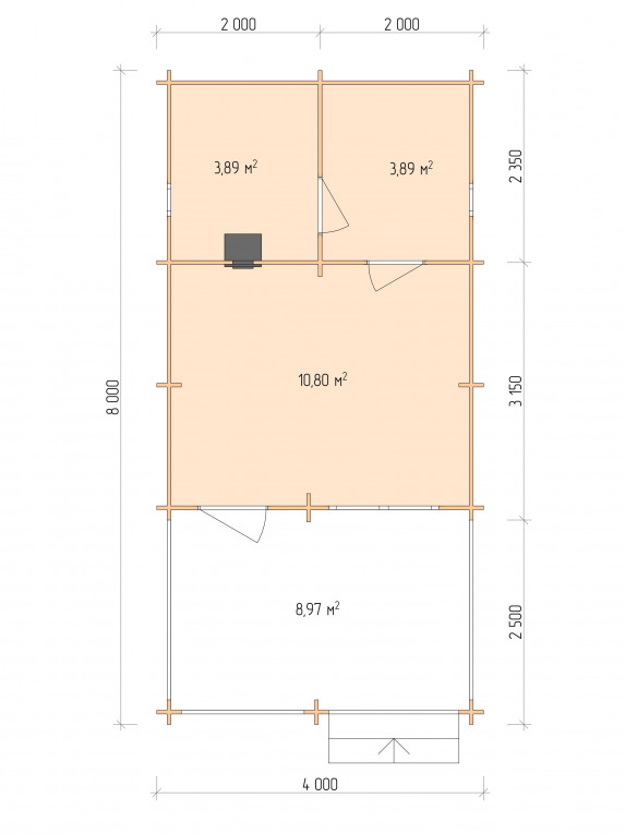 Планировка Баня серия "БВ" 4.5×5.5