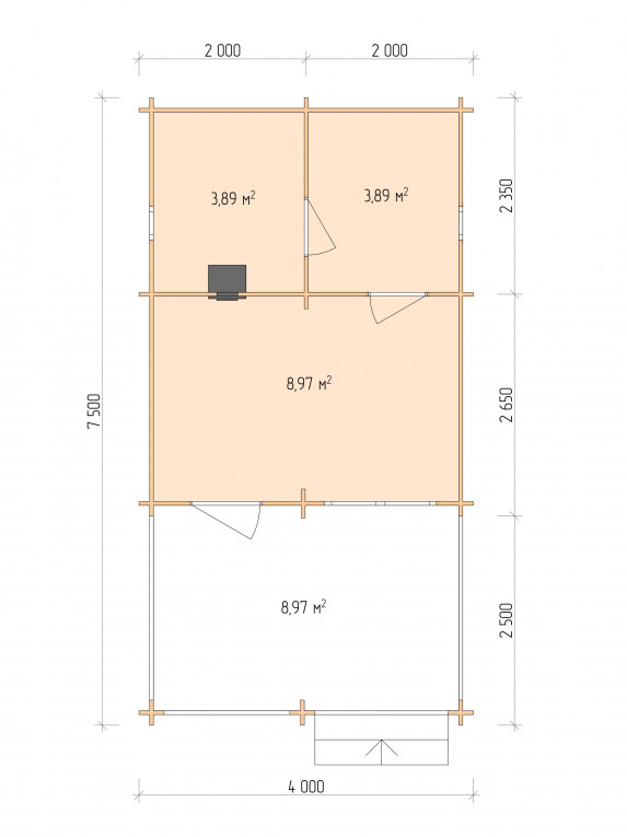 Планировка Баня серия "БВ" 4.5×5