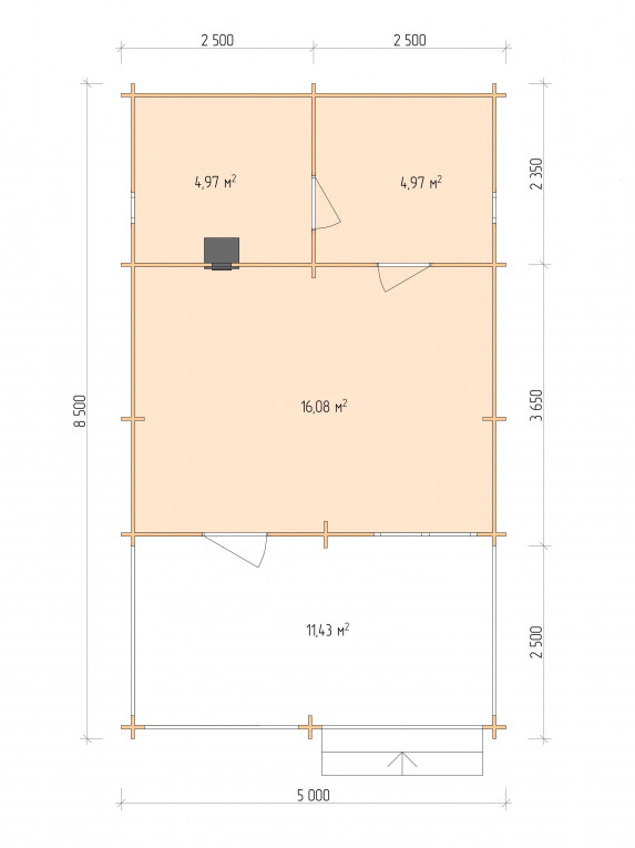 Планировка Баня серия "БВ" 5×6