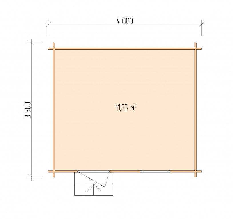 Планировка Дачный дом серия "ДС" 4×3.5