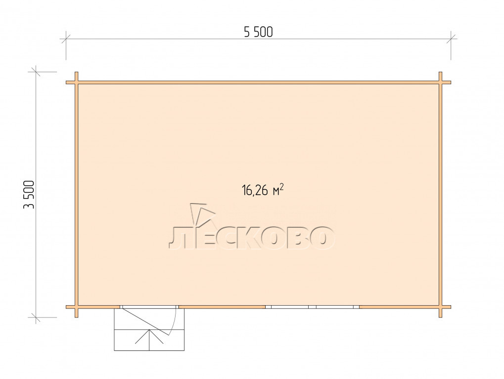 Планировка Дачный дом серия "ДС" 5.5×3.5